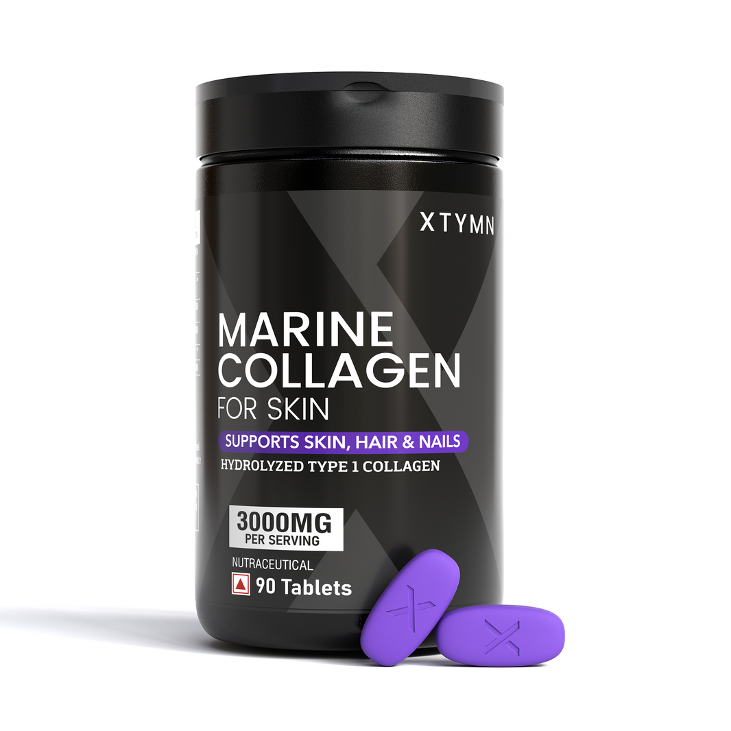 XTYMN Marine Collagen Type I 3000mg | Skin, Hair & Nails | Hydrolyzed Marine Collagen | 90 Tablets