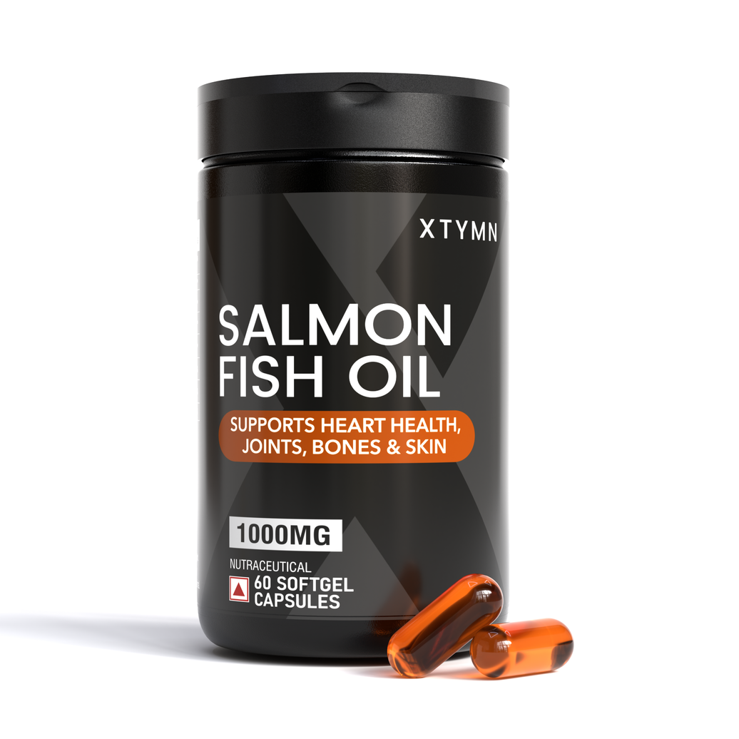 XTYMN Salmon Fish Oil 1000mg | Omega-3 EPA & DHA | Supports Heart, Joint, Bone & Skin Health | 90 Softgel Capsules