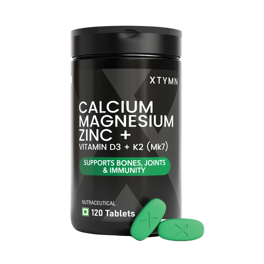 XTYMN Calcium Magnesium Zinc with D3 & K2 (MK-7) — 120 Tablets