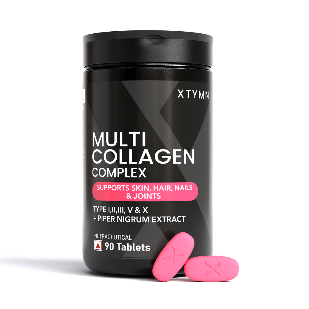XTYMN Multi Collagen Complex | Types I, II, III, V & X | Skin, Hair, Nails, Joints & Bones | 90 Tablets